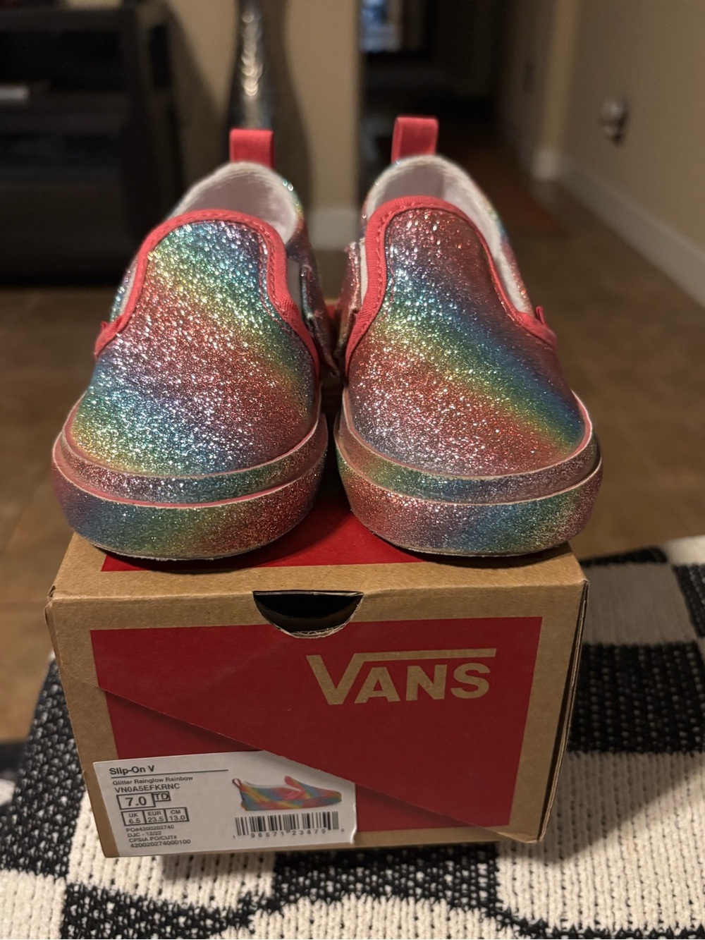 Vans slip on glitter rainbow 7 little